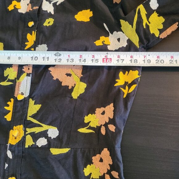 Vero Alfie Embroidered Cotton Button Up Shirt Dress Ruffle Lace Inset Sleeve 3 - Picture 5 of 8